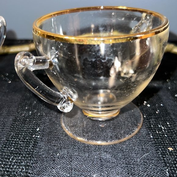 Vintage Gold Rimmed Cream and Sugar Glasses - Picture 12 of 12
